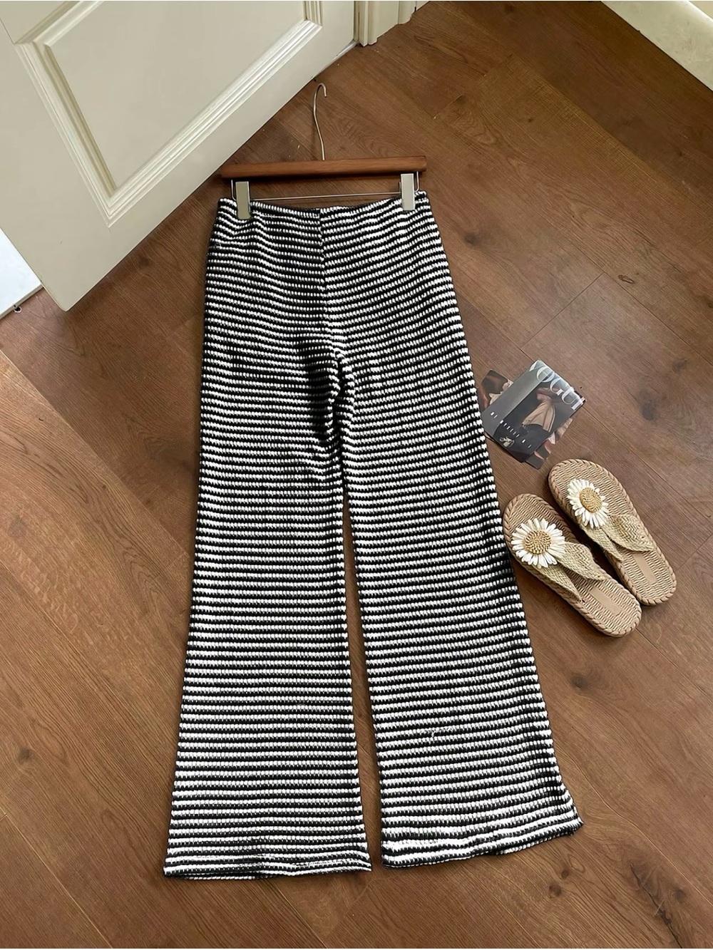NWOT Striped Pants Size XS Knitted Wide Leg Comfy Lounge